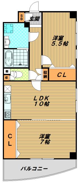 リリーフ片山町(2LDK/3階)の間取り写真