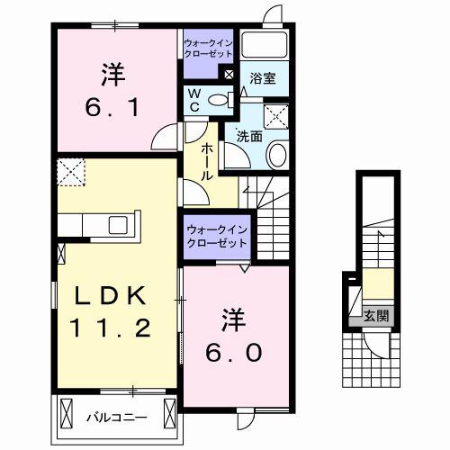 ラフィーネ(2LDK/2階)の間取り写真