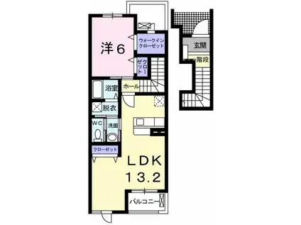 ウッドパストラルII(1LDK/2階)の間取り写真