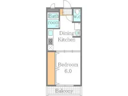 コーポ興和(1DK/2階)の間取り写真