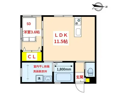 CARINO(1LDK/1階)の間取り写真