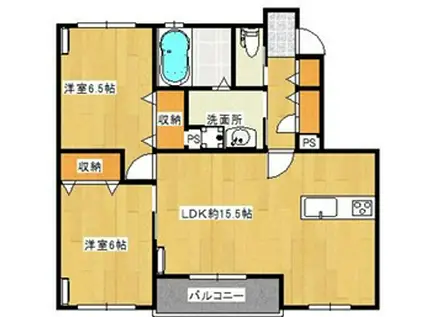 リガーレ天神東(2LDK/1階)の間取り写真