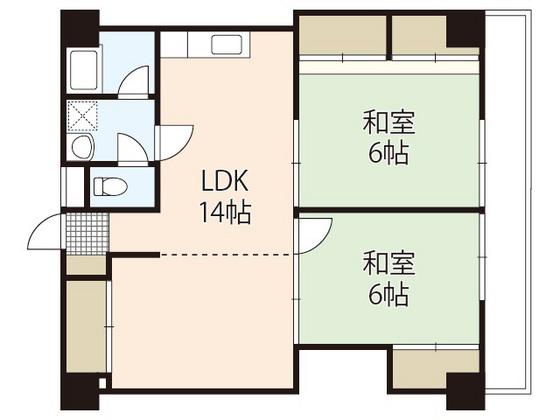 サニーヒル江波(2LDK/4階)の間取り写真