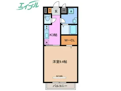 ハーバーサイドINB(1K/2階)の間取り写真