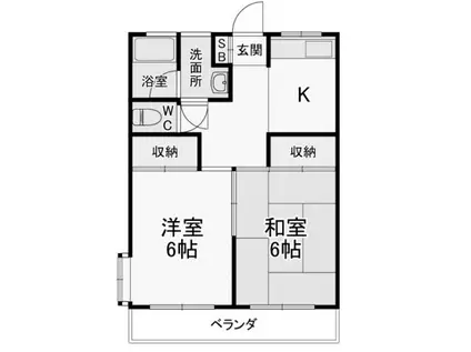 サーデンスコスモ(2DK/2階)の間取り写真