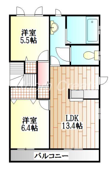 ハイネス国府(2LDK/2階)の間取り写真