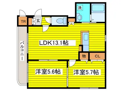 I CLAIRE 元町(2LDK/4階)の間取り写真