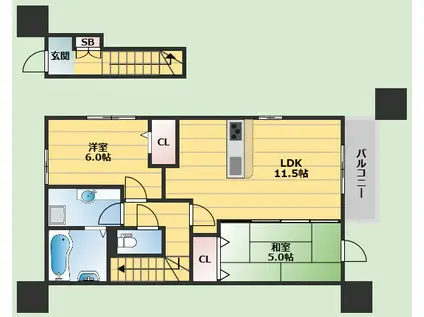 リバーサイド響(2LDK/1階)の間取り写真
