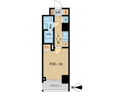 ウィルテラス千歳烏山(1K/4階)の間取り写真