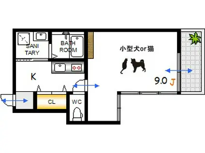 A・REST中町(1K/3階)の間取り写真
