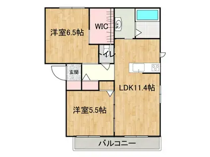 ヴィラージュ C棟(2LDK/2階)の間取り写真