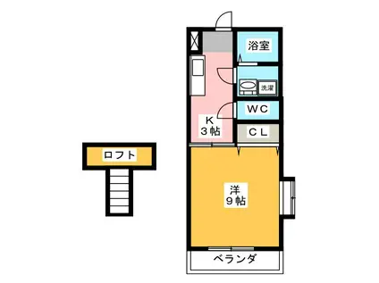 パラータリリア(1K/3階)の間取り写真