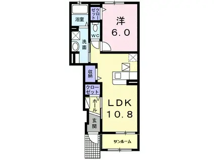 パーシモン T.K(1LDK/1階)の間取り写真