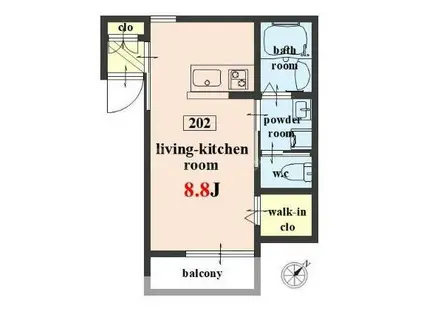 WOODY CHALEUR(ワンルーム/2階)の間取り写真