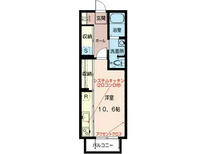 メゾンドソレイユ(ワンルーム/2階)の間取り写真