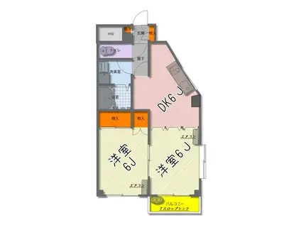 センプリーチェ(2DK/1階)の間取り写真