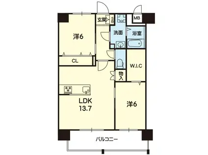 ライズ大津V(2LDK/9階)の間取り写真
