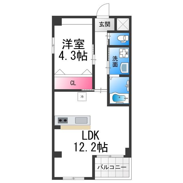 FLORES DE CEREZO(1LDK/3階)の間取り写真