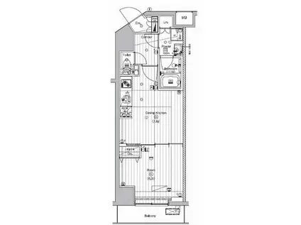 PREMIUM CUBE代々木上原(1DK/2階)の間取り写真