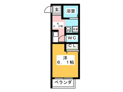 ラウレア(1K/2階)の間取り写真