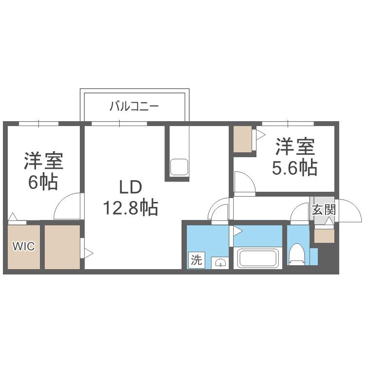 THE MODERN 伏見(2LDK/2階)の間取り写真