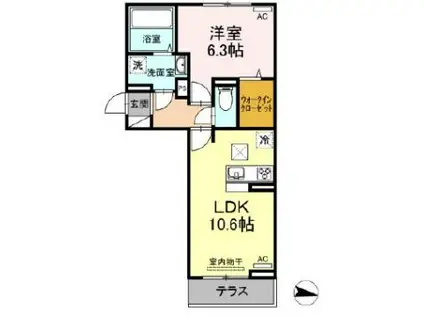 フレッチェ・ボスコV(1LDK/1階)の間取り写真