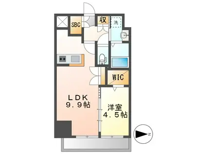 プレイズシード名古屋亀島(1LDK/6階)の間取り写真