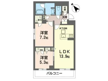 セレスティア ハザワ(2LDK/1階)の間取り写真