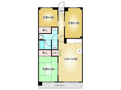 東桜スカイハイツ(3LDK/6階)の間取り写真