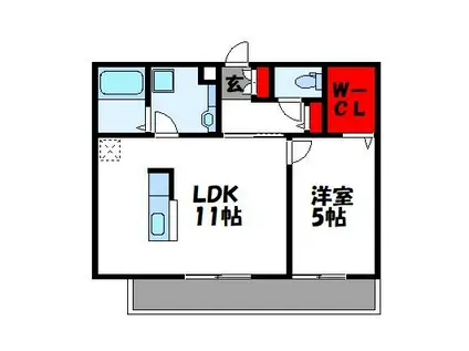 プランドール柚須駅南(1LDK/3階)の間取り写真