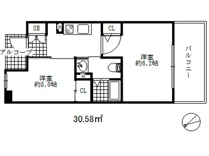 エステムプラザ神戸西Ⅴミラージュ(2K/13階)の間取り写真