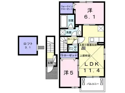 サンエアリーハウス(2LDK/2階)の間取り写真