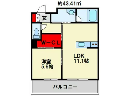 グランカルム足立(1LDK/1階)の間取り写真