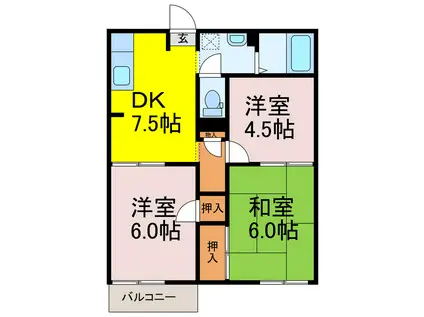 リバーハイツ(3DK/1階)の間取り写真