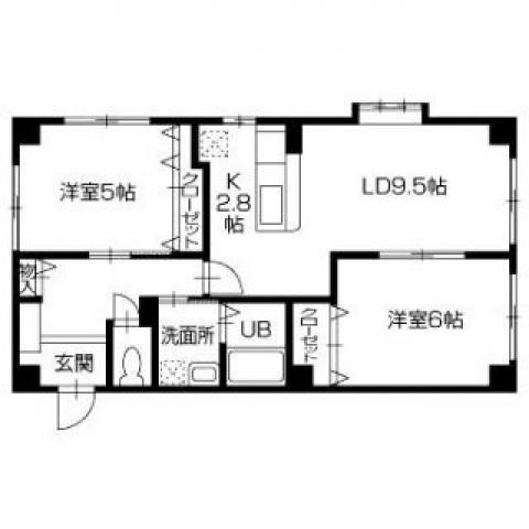 パルテール船木(2LDK/3階)の間取り写真