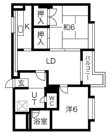 セカンドタウン(2LDK/2階)の間取り写真
