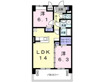 サニーレジデンス西三国NEO(2LDK/1階)の間取り写真