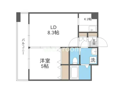 ドゥーエ谷町(1LDK/4階)の間取り写真