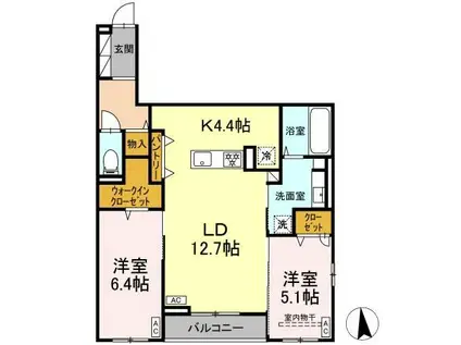 CLASSEUM仙台小田原 B棟(2LDK/3階)の間取り写真