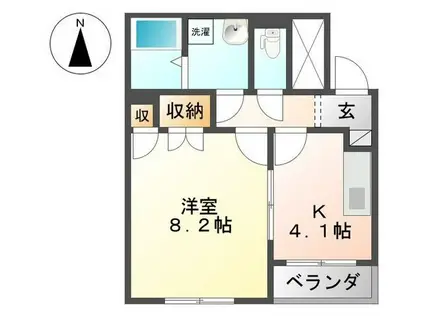 コンフォース弐番館(1K/1階)の間取り写真