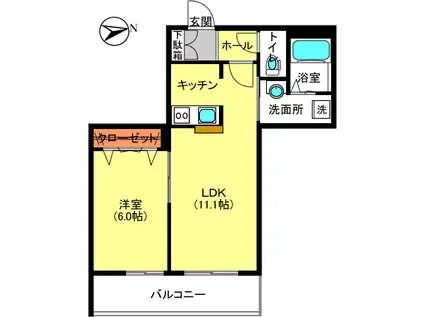 ブラン ノワール(1LDK/1階)の間取り写真