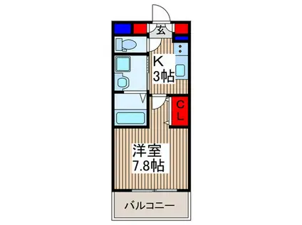 コンプリシテT(1K/1階)の間取り写真