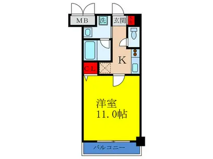 エスポアールII(1K/7階)の間取り写真