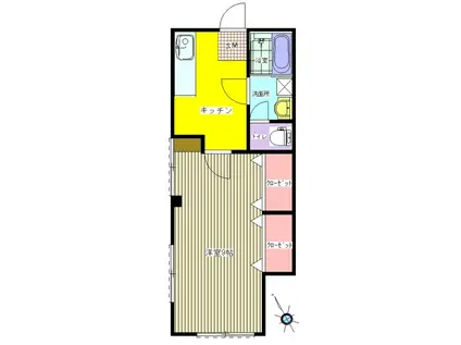 海宝コーポ(1K/1階)の間取り写真