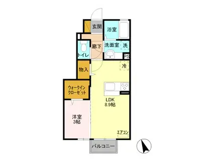 クローバーコート A(1LDK/1階)の間取り写真