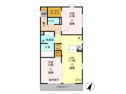 グリーンレジデンスさつき(2LDK/3階)の間取り写真