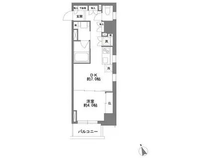 コスモグラシア清澄白河(1DK/2階)の間取り写真