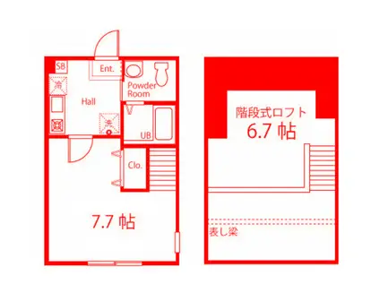 ハーミットクラブハウス鎌倉ピーチ(1K/1階)の間取り写真