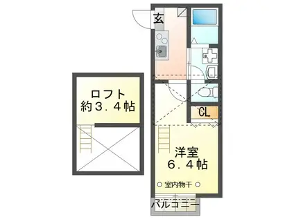 ルミエール(1K/2階)の間取り写真