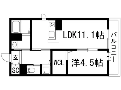 CASA DELLA PACE(1LDK/1階)の間取り写真